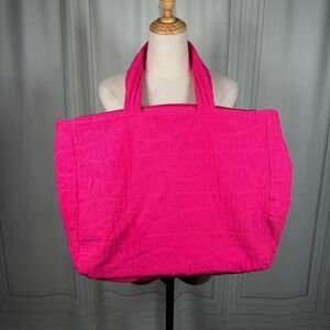 Victoria's Secret Pink Terry Cloth Logo Tote Beach Bag Weekender